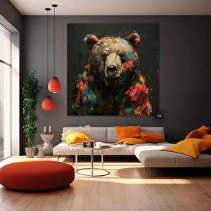 Renkli Ayı Kanvas Baskısı; Graffiti Ayı Duvar Sanatı; Ayı Severler Için Özel Hediye; Ev Dekoru; Renk