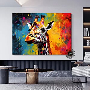 Grafiti Zürafa Tuval Resmi, Tuval Resmi, Tuval Resmi Tuval Resmi, Soyut Tuval Duvar Sanatı 90x180 cm
