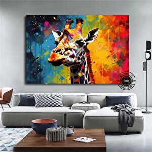 Grafiti Zürafa Tuval Resmi, Tuval Resmi, Tuval Resmi Tuval Resmi, Soyut Tuval Duvar Sanatı 20x30 cm