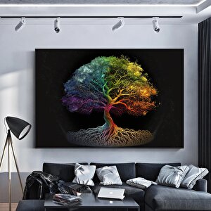 Yaşam Ağacı Kanvas Tablo; Kanvas Ev Dekoru; Oturma Odası Duvar Sanatı; Ağaç Baskısı; Renkli Kanvas; 40x60 cm