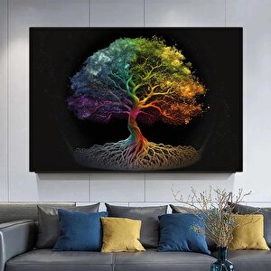 Yaşam Ağacı Kanvas Tablo; Kanvas Ev Dekoru; Oturma Odası Duvar Sanatı; Ağaç Baskısı; Renkli Kanvas;