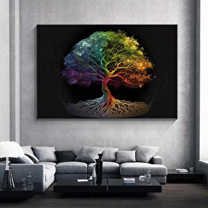 Yaşam Ağacı Kanvas Tablo; Kanvas Ev Dekoru; Oturma Odası Duvar Sanatı; Ağaç Baskısı; Renkli Kanvas;