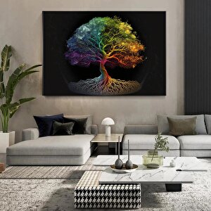 Yaşam Ağacı Kanvas Tablo; Kanvas Ev Dekoru; Oturma Odası Duvar Sanatı; Ağaç Baskısı; Renkli Kanvas; 100x200 cm