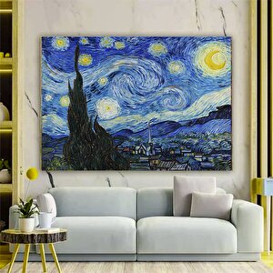 Van Gogh'ın Yıldızlı Gece Kanvas Baskısı; Yıldızlı Gece Sanat Reprodüksiyonu; Ev Hediyesi Kanvas Bas 90x180 cm