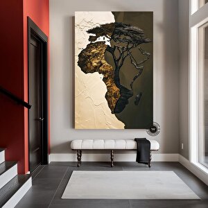 Afrika Haritası Duvar Sanatı, Afrika Haritası Tablosu, Kıta Haritası Dekoru 90x180 cm