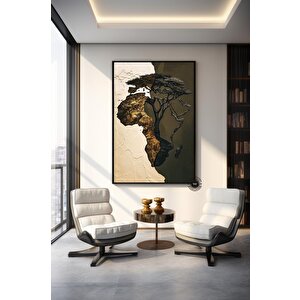 Afrika Haritası Duvar Sanatı, Afrika Haritası Tablosu, Kıta Haritası Dekoru 90x180 cm