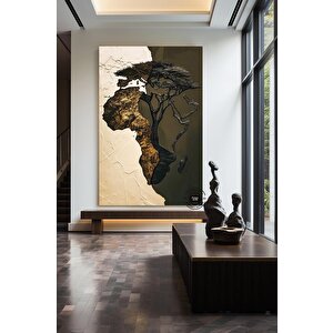 Afrika Haritası Duvar Sanatı, Afrika Haritası Tablosu, Kıta Haritası Dekoru