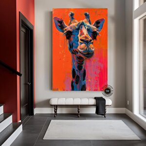 Renkli Zürafa Sanatı; Soyut Safari Dekor; Çocuk Odası Duvar Sanatı 60x120 cm