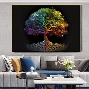 Yaşam Ağacı Kanvas Tablo; Kanvas Ev Dekoru; Oturma Odası Duvar Sanatı; Ağaç Baskısı; Renkli Kanvas;