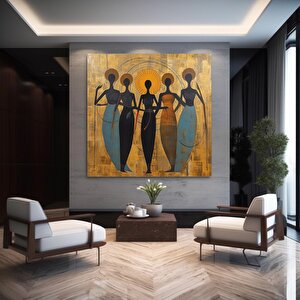 Afro-amerikan Kültür Duvar Sanatı, Afrika Kültürü Duvar Dekoru, Yerel Kadın Kanvas Sanatı 100x100 cm