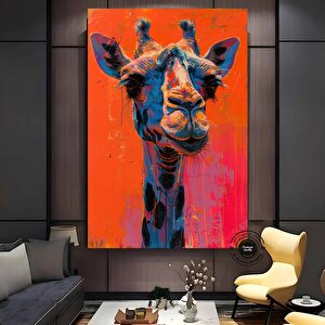 Renkli Zürafa Sanatı; Soyut Safari Dekor; Çocuk Odası Duvar Sanatı