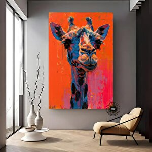 Renkli Zürafa Sanatı; Soyut Safari Dekor; Çocuk Odası Duvar Sanatı