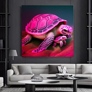 Kanvas Sanati – Güzel Ve Renkli Kaplumbağa Ile Yavrusu Vahşi Yaşam Modern Soyut Kanvas Tablo; Ev/ofi 120x120 cm