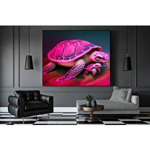 Kanvas Sanati – Güzel Ve Renkli Kaplumbağa Ile Yavrusu Vahşi Yaşam Modern Soyut Kanvas Tablo; Ev/ofi