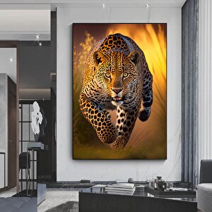 Leopar Kanvas Tablosu; Hayvan Duvar Dekoru; Kanvas Duvar Sanatı; Ev Hediyesi Dekor; Hayvan Ev Dekoru 90x150 cm