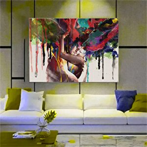 Renkli Aşk Dansı Kanvas Tablo – Kadın Ve Erkek Figür Parti Sanatı – Eşsiz Hediye