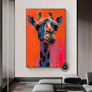 Renkli Zürafa Sanatı; Soyut Safari Dekor; Çocuk Odası Duvar Sanatı 40x60 cm