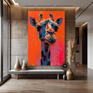 Renkli Zürafa Sanatı; Soyut Safari Dekor; Çocuk Odası Duvar Sanatı 40x60 cm