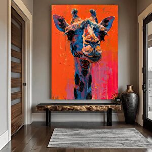 Renkli Zürafa Sanatı; Soyut Safari Dekor; Çocuk Odası Duvar Sanatı