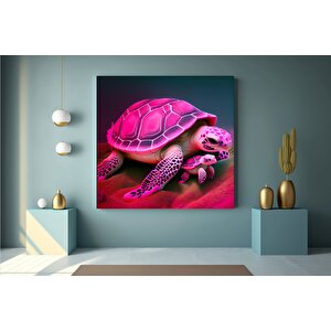 Kanvas Sanati – Güzel Ve Renkli Kaplumbağa Ile Yavrusu Vahşi Yaşam Modern Soyut Kanvas Tablo; Ev/ofi