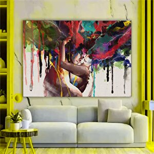Renkli Aşk Dansı Kanvas Tablo – Kadın Ve Erkek Figür Parti Sanatı – Eşsiz Hediye 140x200 cm