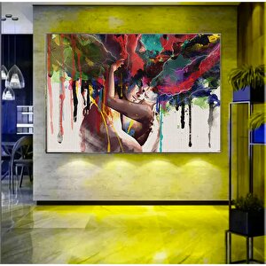 Renkli Aşk Dansı Kanvas Tablo – Kadın Ve Erkek Figür Parti Sanatı – Eşsiz Hediye