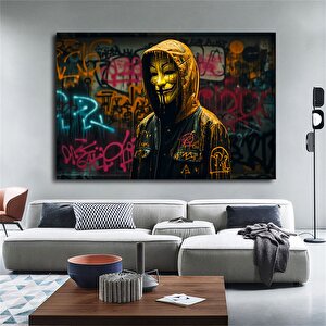 Kentsel Stil Kanvas | Banksy Tarzı Kanvas Sanatı | Sokak Grafiti Baskısı | Modern Ev Dekoru | Banksy 100x150 cm