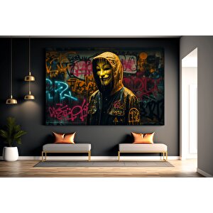 Kentsel Stil Kanvas | Banksy Tarzı Kanvas Sanatı | Sokak Grafiti Baskısı | Modern Ev Dekoru | Banksy 100x150 cm