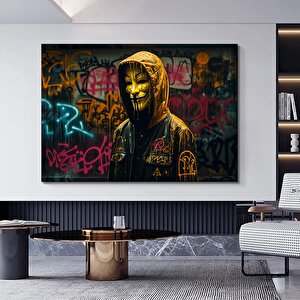 Kentsel Stil Kanvas | Banksy Tarzı Kanvas Sanatı | Sokak Grafiti Baskısı | Modern Ev Dekoru | Banksy 60x120 cm