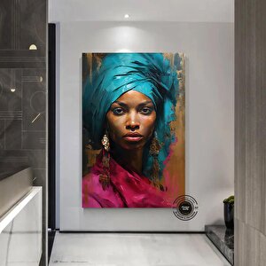 Büyük Boy Afrikalı Kadın Portresi, Soyut Kadın Sanatı, Renkli Duvar Dekoru