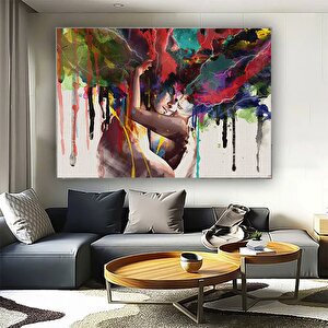 Renkli Aşk Dansı Kanvas Tablo – Kadın Ve Erkek Figür Parti Sanatı – Eşsiz Hediye