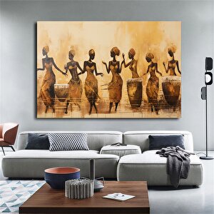Afrikalı Kültür Duvar Dekoru, Yerel Afrikalı Kadın Temalı Soyut Kanvas 100x150 cm