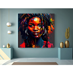 Renkli Afrikalı Kadın Kanvas Sanatı; Afrika-amerikan Sanatı; Modern Sanat Baskısı; Moda Dekor; Afrik