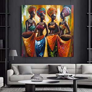 Renkli Afrika Kadını Kanvas Tablosu, Afro-amerikan Sanatı, Modern Sanat Baskısı, Moda Dekoru 50x50 cm