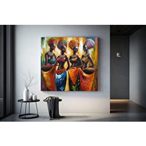 Renkli Afrika Kadını Kanvas Tablosu, Afro-amerikan Sanatı, Modern Sanat Baskısı, Moda Dekoru