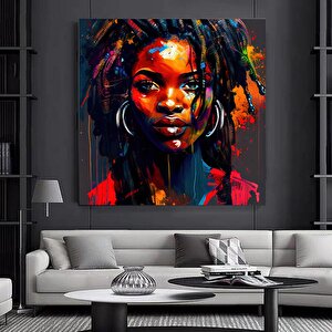 Renkli Afrikalı Kadın Kanvas Sanatı; Afrika-amerikan Sanatı; Modern Sanat Baskısı; Moda Dekor; Afrik 60x60 cm