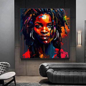 Renkli Afrikalı Kadın Kanvas Sanatı; Afrika-amerikan Sanatı; Modern Sanat Baskısı; Moda Dekor; Afrik 60x60 cm