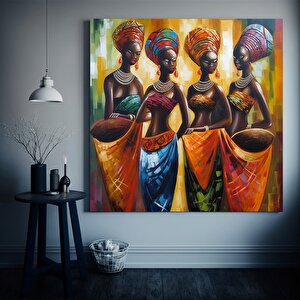 Renkli Afrika Kadını Kanvas Tablosu, Afro-amerikan Sanatı, Modern Sanat Baskısı, Moda Dekoru 30x30 cm