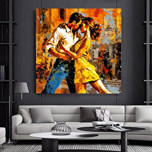Tuval Ev Dekoru, Dans Eden Çift Tablosu Grafiti Baskı, Müzik Odası Sanatı 50x50 cm