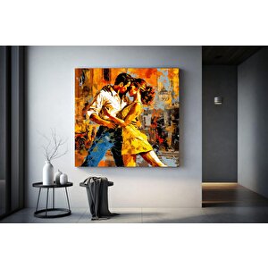 Tuval Ev Dekoru, Dans Eden Çift Tablosu Grafiti Baskı, Müzik Odası Sanatı 100x100 cm