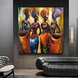 Renkli Afrika Kadını Kanvas Tablosu, Afro-amerikan Sanatı, Modern Sanat Baskısı, Moda Dekoru 40x40 cm