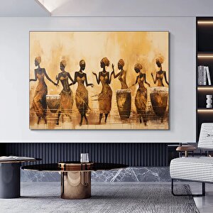 Afrikalı Kültür Duvar Dekoru, Yerel Afrikalı Kadın Temalı Soyut Kanvas 80x150 cm