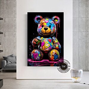 Ayıcık Duvar Tablosu, Ayı Graffiti Sanatı, Renkli Sokak Sanatı