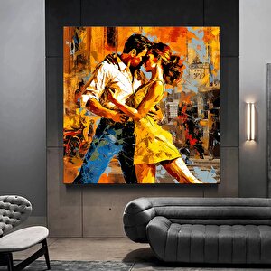 Tuval Ev Dekoru, Dans Eden Çift Tablosu Grafiti Baskı, Müzik Odası Sanatı