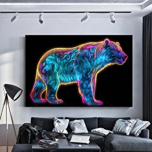 Neon Ayı Duvar Kanvas Sanatı, Renkli Hayvan Kanvas Sanatı, Renkli Ayı Duvar Dekoru 50x70 cm