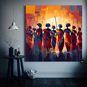 Soyut Afrika Savaşçıları Kanvas Sanatı; Afrika Kültürü Ev Dekoru; Baba Hediyesi