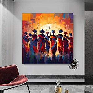 Soyut Afrika Savaşçıları Kanvas Sanatı; Afrika Kültürü Ev Dekoru; Baba Hediyesi