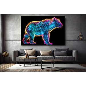 Neon Ayı Duvar Kanvas Sanatı, Renkli Hayvan Kanvas Sanatı, Renkli Ayı Duvar Dekoru