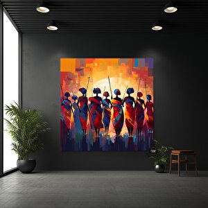 Soyut Afrika Savaşçıları Kanvas Sanatı; Afrika Kültürü Ev Dekoru; Baba Hediyesi