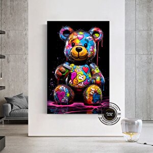 Ayıcık Duvar Tablosu, Ayı Graffiti Sanatı, Renkli Sokak Sanatı